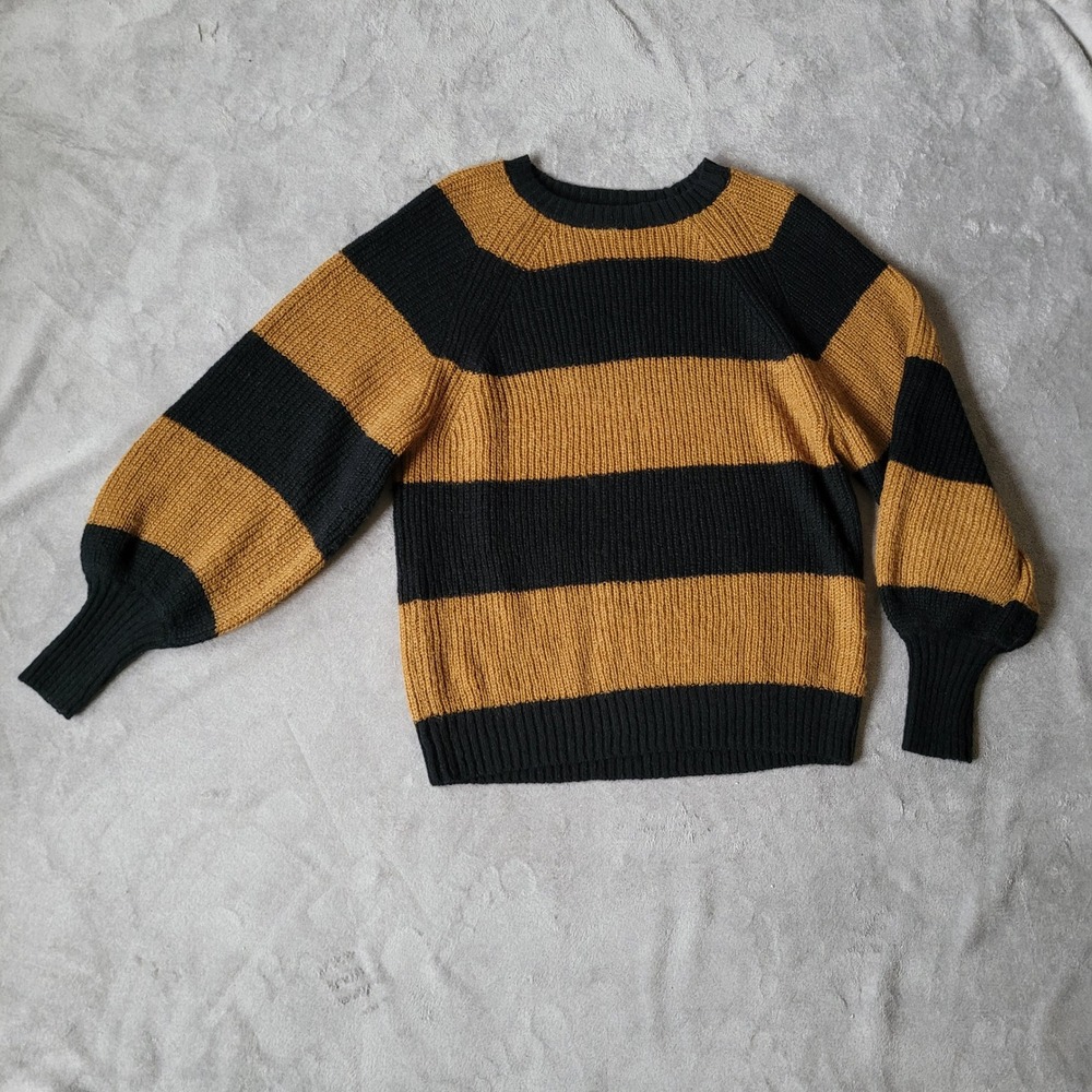 Who What Wear orange & black chunky striped sweater boxy oversized cozy grunge‎ - Picture 6 of 13